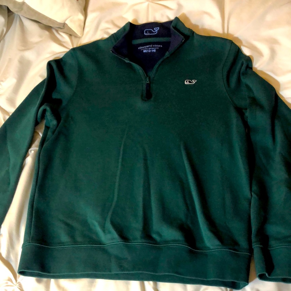 Vineyard Vines boys 1/4 zip size M in hunter green